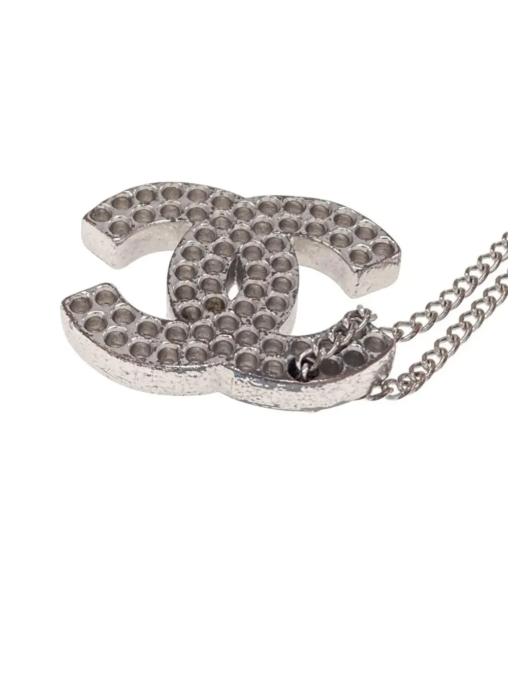 Chanel Cc Logo Pendant Necklace Silver- #357880C60B
